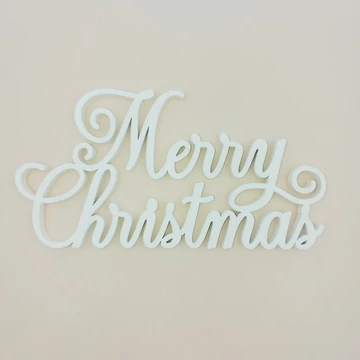 Merry Christmas,fafelirat,fehér -  15 x 8 cm