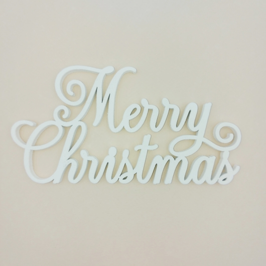 Merry Christmas,fafelirat,fehér -  15 x 8 cm