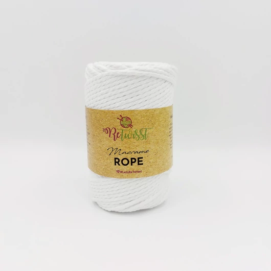 ReTwisst Macrame Rope fonal 4mm - fehér